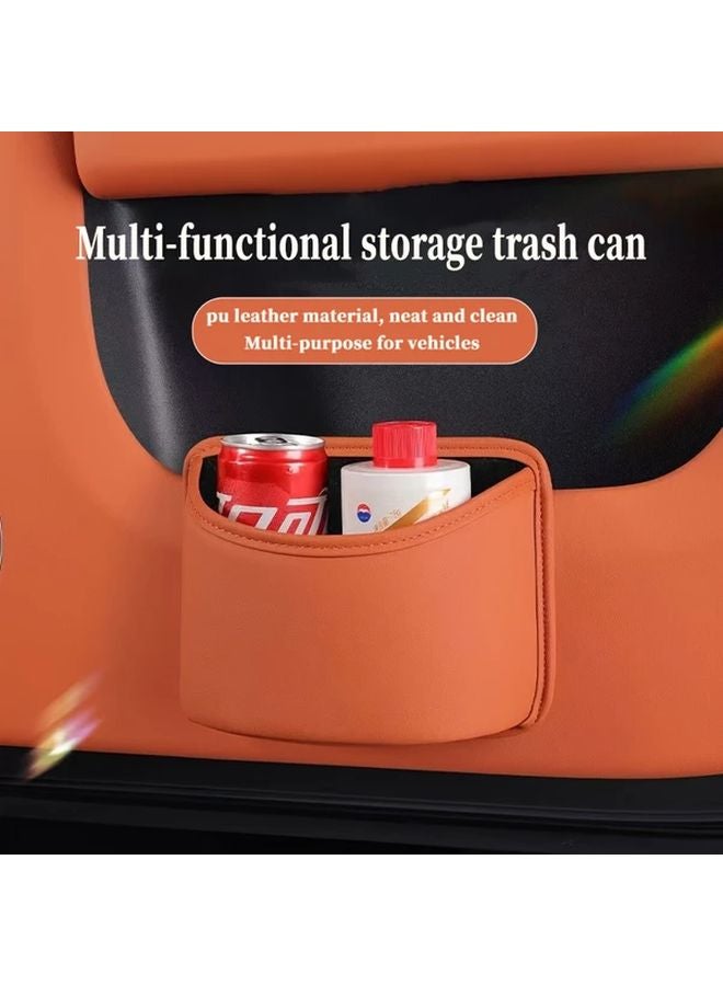 Crimson Car Trash Can Door Storage Box Cup Holder Back Hanging Organizer Bag - Image 1